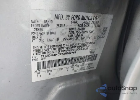 2010 Ford Edge Limited z USA, uszkodzony, nr VIN 2FMDK3KC2ABB62762